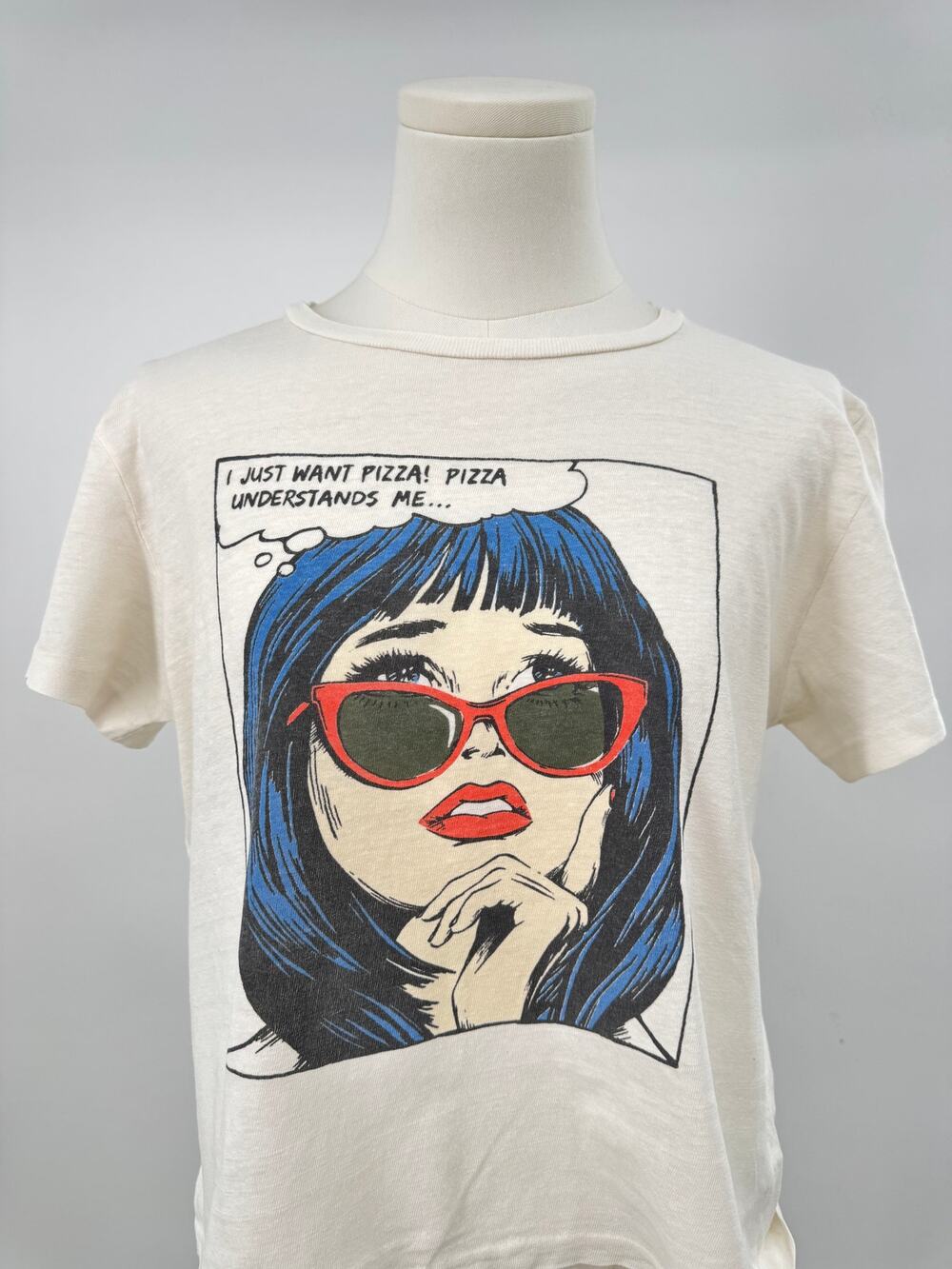 RE/DONE Vintage Graphic Tee I Just Want Pizza T-shirt Hanes White Top S